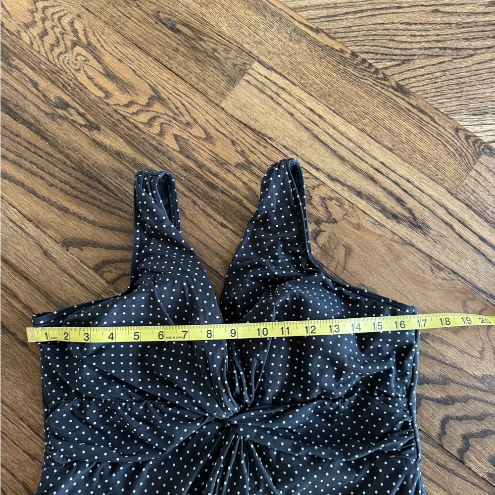 Miraclesuit XL Polka Dot Black White Sleeveless Swim Mini Dress One Piece Padded - Picture 4 of 7
